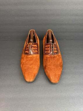 Botti Men Brown Suede and Exotic Skin Dress Shoes Size 10.5 D